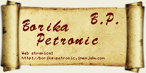 Borika Petronić vizit kartica